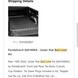 Pendaliner® 62019SRX - Under Rail Bed Liner 