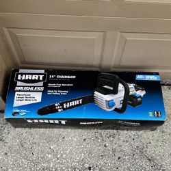  New In Box Hart 40-Volt Cordless Brushless 14-inch Chainsaw Kit 4.0Ah Lithium-Ion Battery Home Yard Business Work Tool New In Box