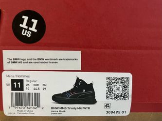 PUMA Bmw M Motorsport Trinity Mid Wtr Lace Up Mens Black Sneakers Casual Shoes size 11