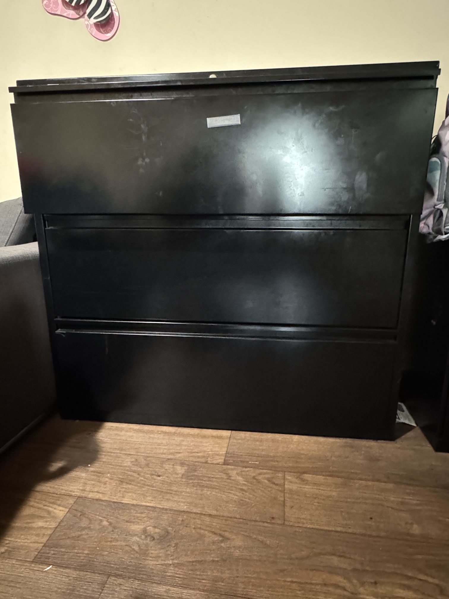 STAPLES Black Metal Filing Cabinet