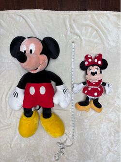 Disney Store Mickey Minnie Mouse Plush Lot 30" 14" Stuffed Animal Toy Bundle Set