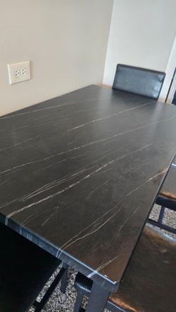 Black Marble-Top Dining Table
