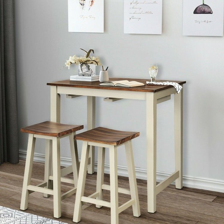 3-Piece Bar Table Set Counter Pub Table