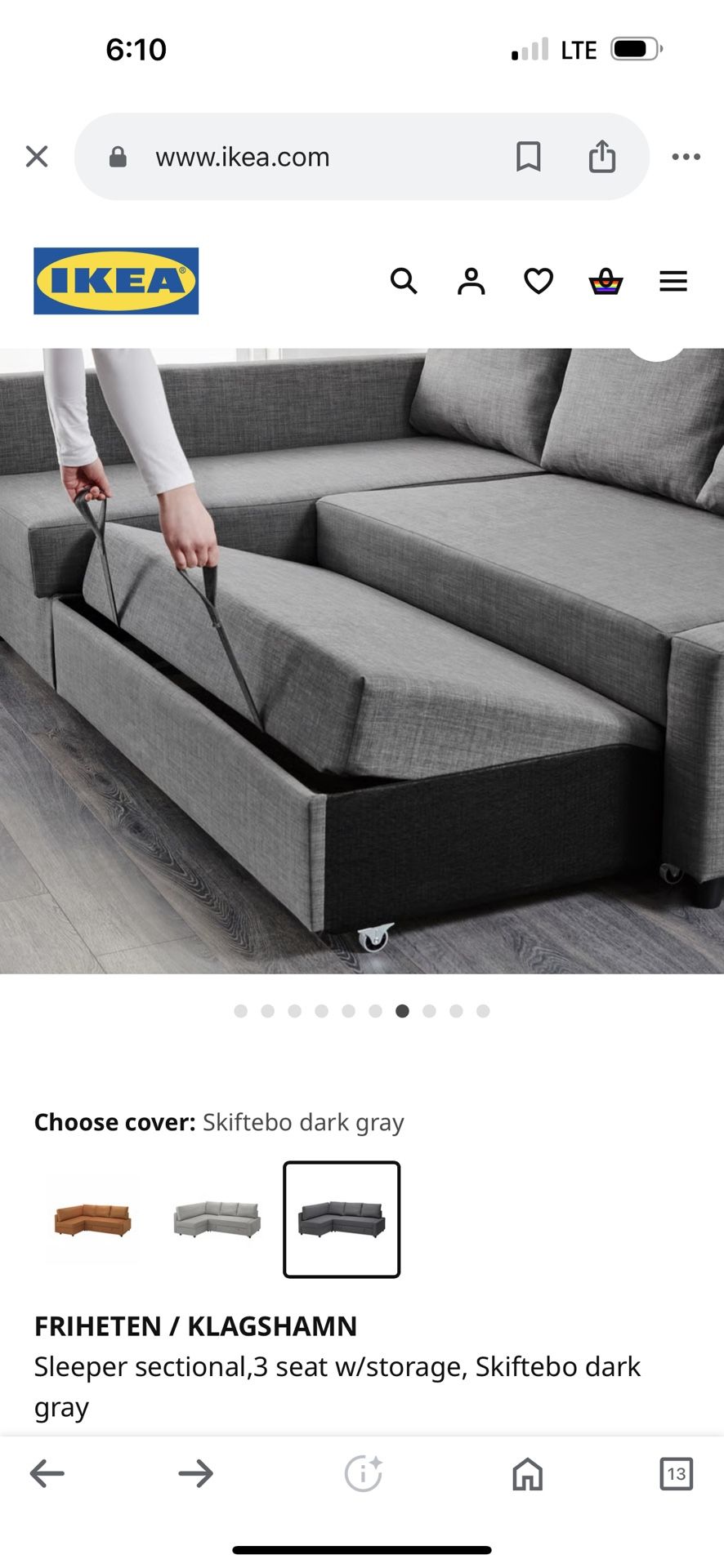 IKEA Convertible Sofa To Bed; FRIHETEN / KLAGSHAMN