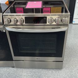 New Scratch And Dent LG Stainless Steel Glass Top Slide In Range. 1 Year Manufactured Warranty 