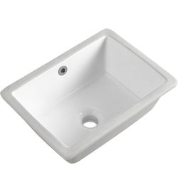 White Undermount Bathroom Sink: This KARAMAG rectangle undermount bathroom sink with vertical sides is designed for bathroom, vanity, lavatory, restro