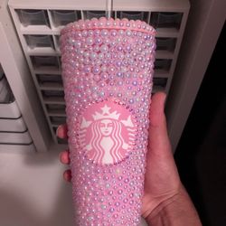 New Pink Pearl Rhinestoned Cup