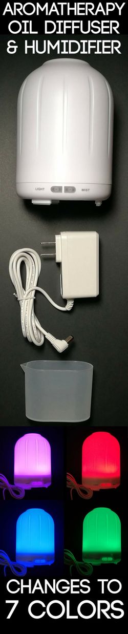 Aromatherapy Humidifier & Essential Oil Diffuser Humidificador & Difusor de aceite Portable Ultrasonic Cool Mist with 7 LED Color Lights Mist Mode