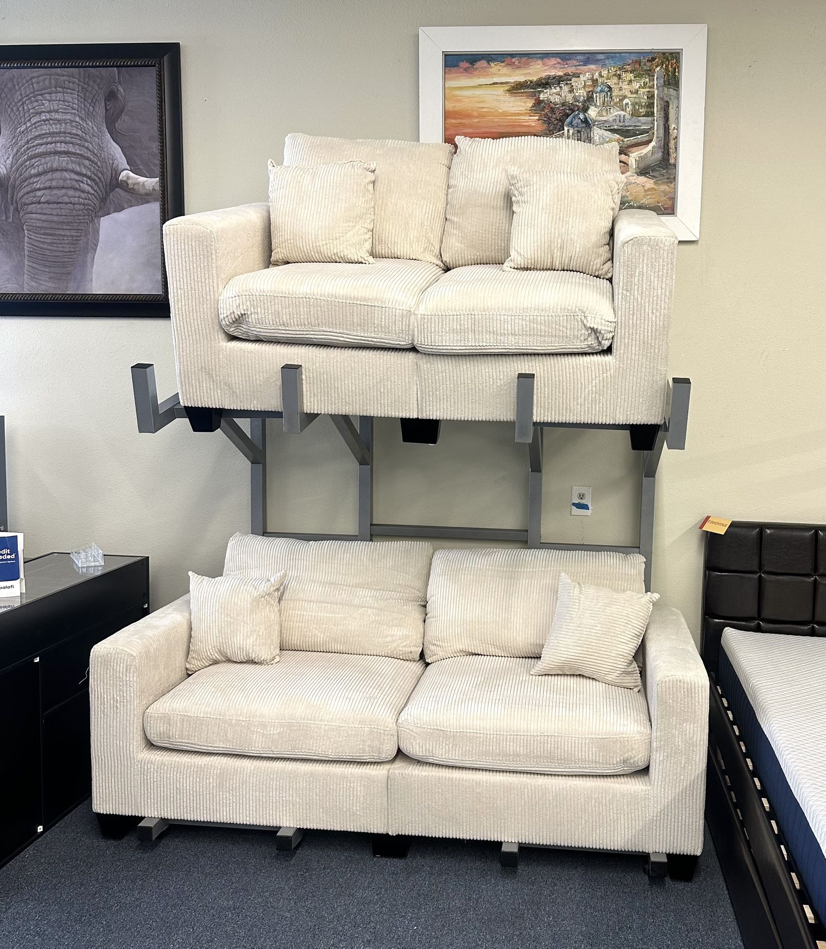 Beige Sofa And Love Seat 2pc Set