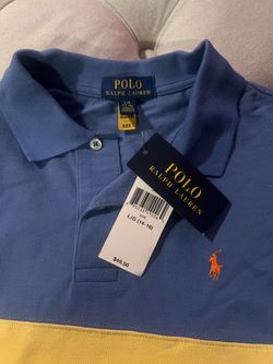 Boys Polo Ralph Lauren Blue & Yellow Colorblock Polo Shirt - L/G (14-16)