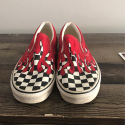 Vans Flame Red Slip-On Checker