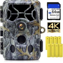 4K 48MP Trail Cameras with Night Vision Motion Activated Waterproof, Game Camera with 100ft Clear Night Vision,Trail Cam with 140°Angle IP66 Waterproo