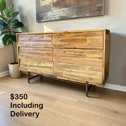 Armen Living Rustic Acacia Wood 6-Drawer Dresser – Free Delivery