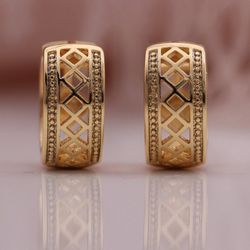 585 Rose Gold SQUARE circle Earrings