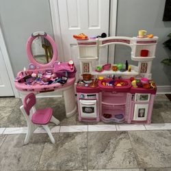 Kitchen play and pink vanity’s 