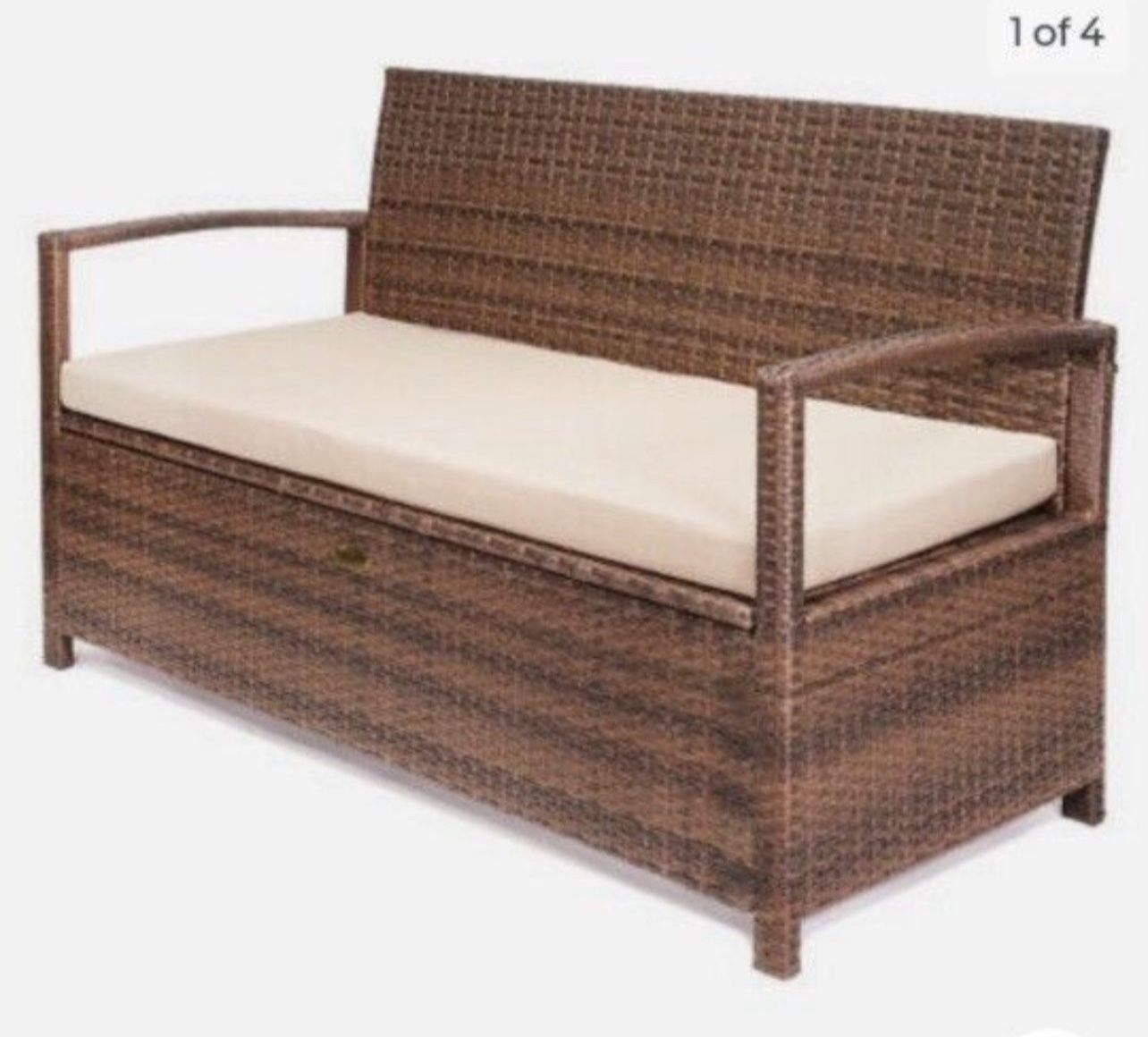 Barton Deck Box w/Seat Cushion Storage Bench Outdoor Patio Shed Cabinet