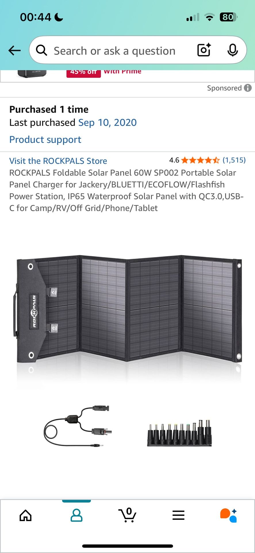 ROCKPALS Foldable 60W Solar Panel Charger