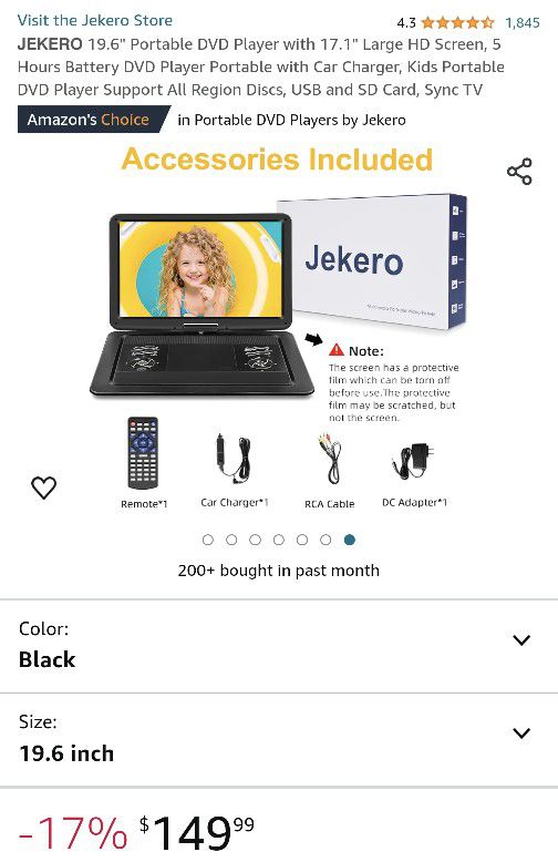 Jekero Portable DVD Player (WILL SHIP)