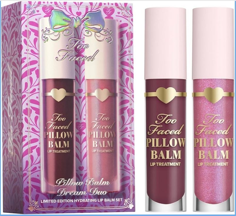 Too Faced Pillow Balm Dream Duo | Hyaluronic Acid + Moisturizing Lip Treatment Gift Set