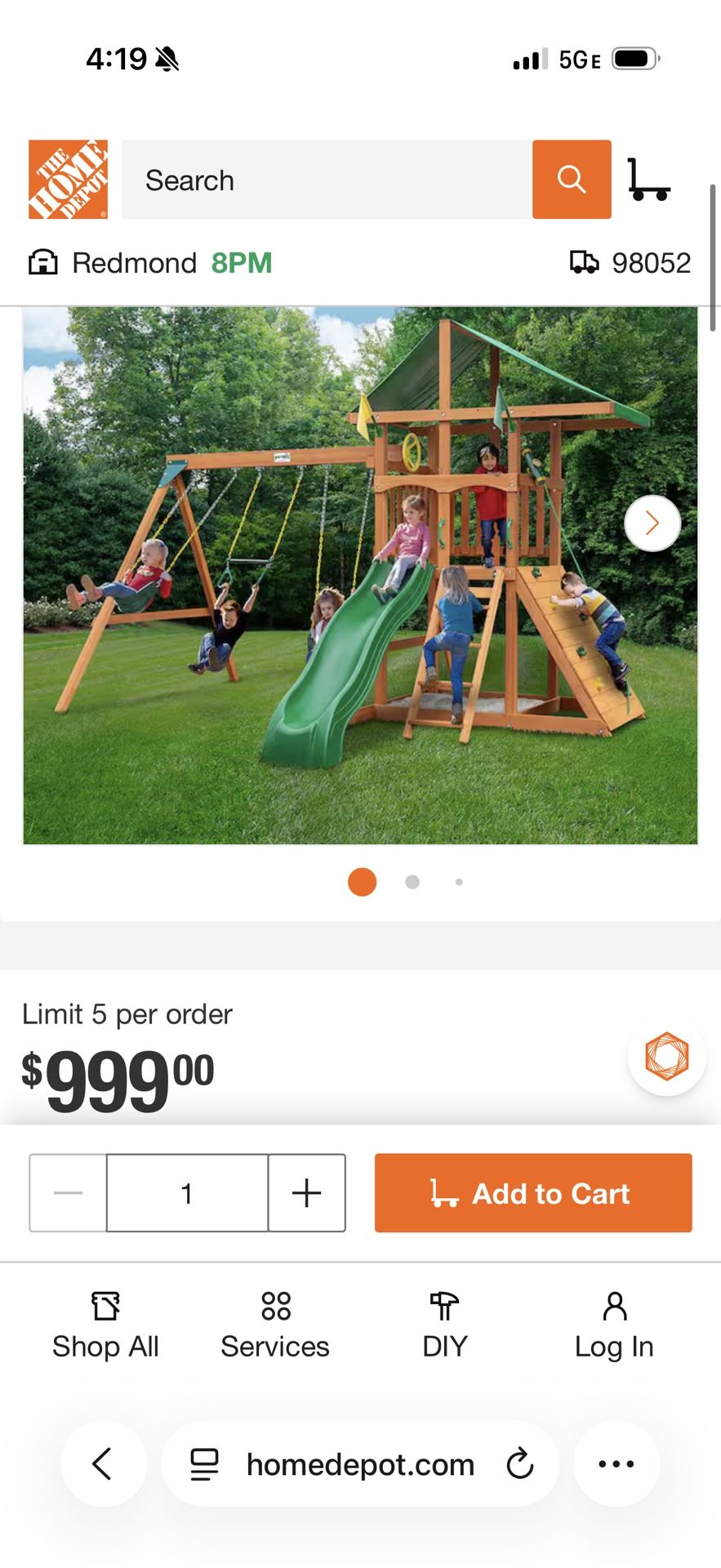 Gorilla Outdoor Kids Play Swing Set 