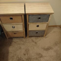 Set Of Small Night Strands With Fabric Drawers 