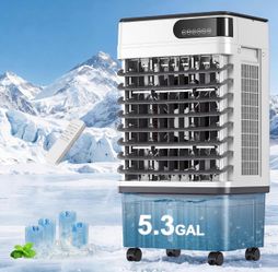 Uthfy Swamp Cooler, 30 Inch Evaporative Air Cooler with 5.3 Gal Large Water Tank, 1800 CFM, 120° Oscillation, 3 Modes & 3 Speeds, Remote, 12 H Timer, 