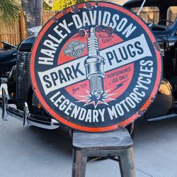 Harley Davidson Porcelain Advertising Sign 30 Inches