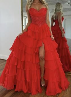 Sherri Hill Formal Dress Red - size 16