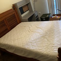 Full Size Bed With Wood Frame And Foam Mattress