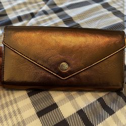 Authentic Michael Kors Brass Tone Leather Wallet