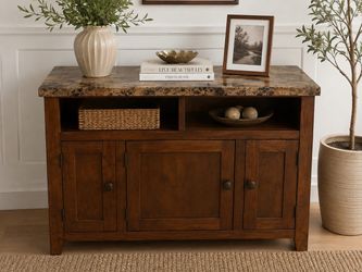 Wood & Marble-Top Sideboard