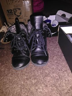 7c black combat boots toddler girls