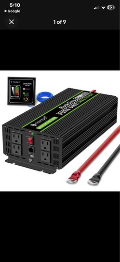 Novopal 1500W Pure Sine Wave Inverter, 12V DC to 110V/120V AC Car Power Conve...