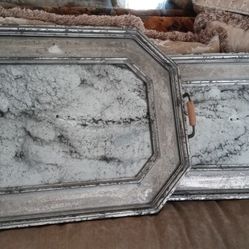 Pewter Silver Smoked Mirror Tray Home Decorating