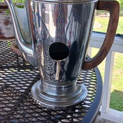 Vintage Metal Coffee Pot Birdhouse