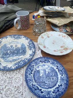 Blue and White Transferware Decorative Plates