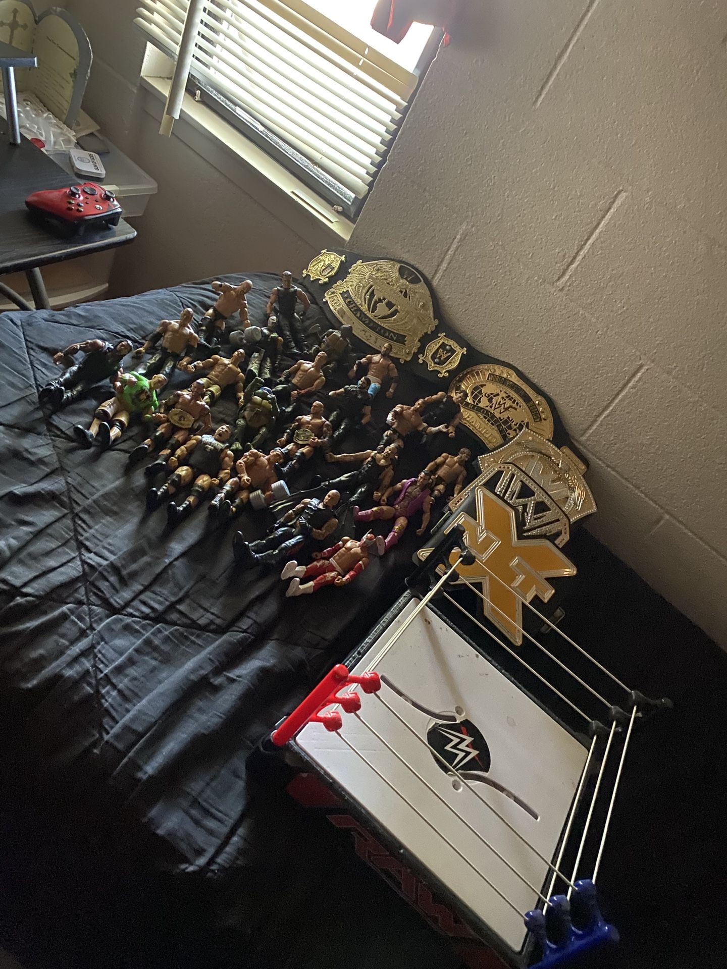 WWE Action Figure Lot w/ Ring & Championship Belts