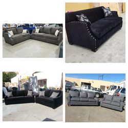 Brand NEW  Sofa And loveseat Set, Granite, Velvet Black. ELITECharcoal  Couches, Sofa  Loveseat Set 