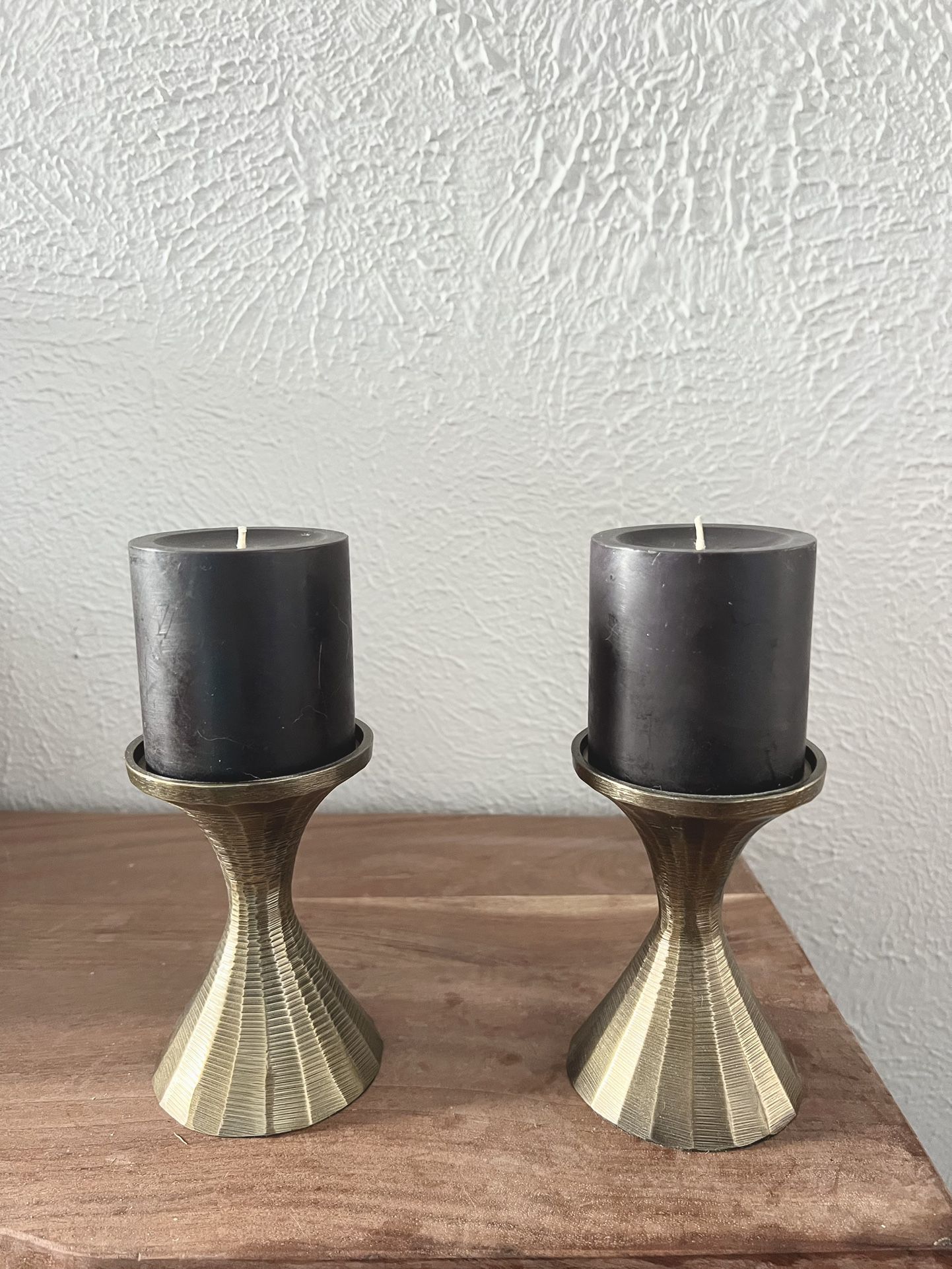 Perfect: World Market Candle Holders, Antique Ribber Brass Gold, 5” tall, candle included
