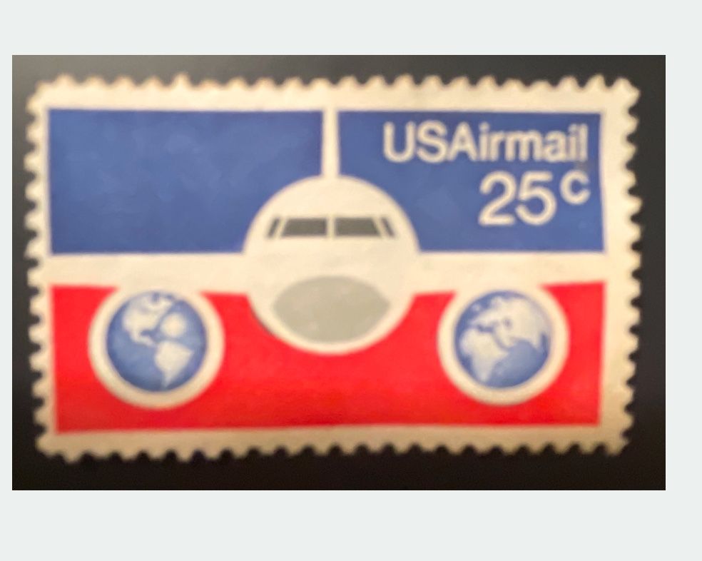 1976 Plane & Globes 25c USA Stamp