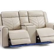 Optima Ivory Reclining LoveSeat!! Led Lights! New In Plastic / Box! Free Delivery I.n Atlanta 