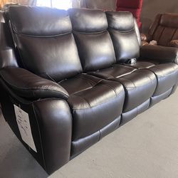Leather Power Recliner Sofa