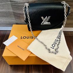 Louis Vuitton Black EPI Leather Twist MM Shoulder Bag Silver HDW $4850