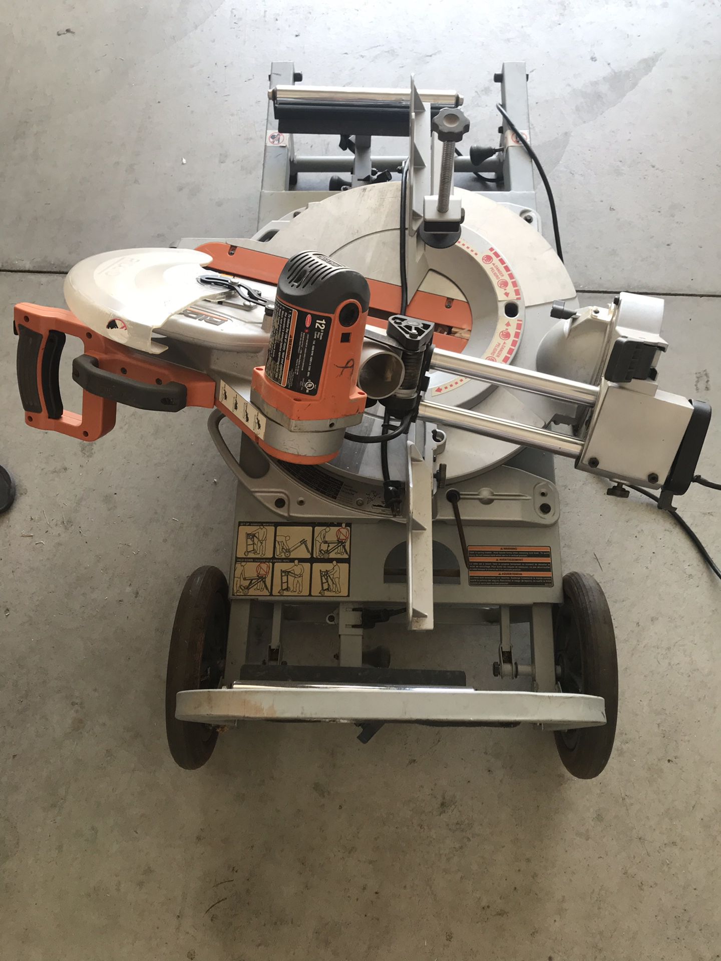 Ridgid MS1290LZ1 inch miter saw with utility vehicle stand