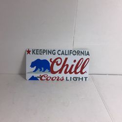 Keeping California Chill Coors Light License Plate Display, Man Cave, Wall Decor, Tiki Bar, Bar Sign