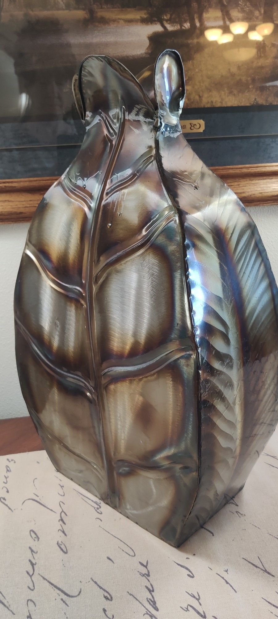 Decorative Tall Metal Vase, Unique