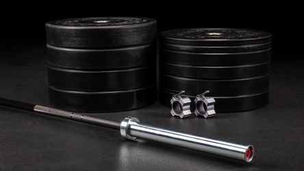 Rogue Barbell + Bumper Plate Set + Collars