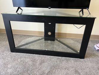 Black Glass TV Stand with Two Shelves