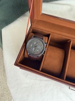Vincero Chrono S Gunmetal/Walnut Chronograph Watch – Brown Leather + Box