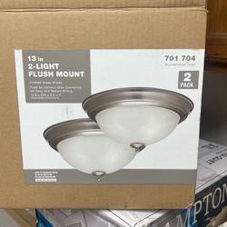 13” 2 Light Flush Mount Frosted Glass Shade